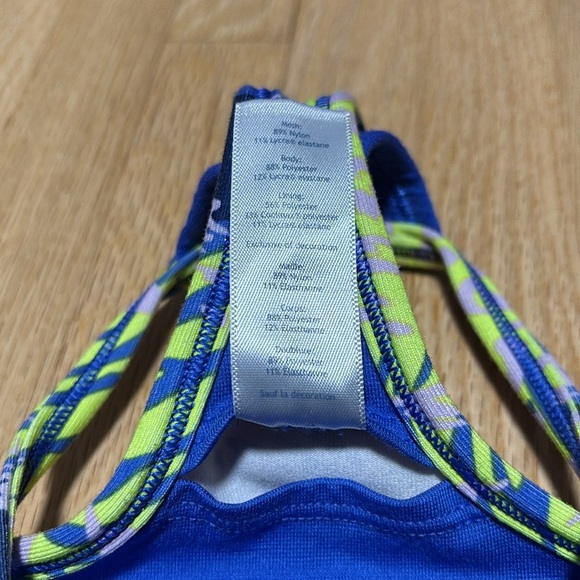 Ivivva by Lululemon Double Dutch Blue Athletic Tank Top with Patterned Straps - Picture 4 of 7